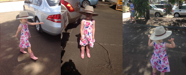 Amelia and Akubra in stride. She can't help it. It's in her blood.